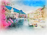 vibrant watercolor painting of Vernazza