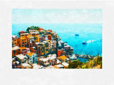 colorful painting of Cinque Terre