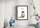 Framed pet portrait of a tabby cat named Daisy