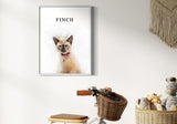 Framed custom pet portrait of Finch, a Siamese cat