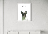 Framed pet portrait of a French Bulldog named Max