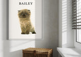 custom pet portrait of a Persian kitten named Bailey in a modern interior