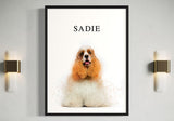 Cocker Spaniel named Sadie framed on a modern wall