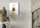 Cocker Spaniel named Sadie in a minimalist modern interior with pampas grass decor