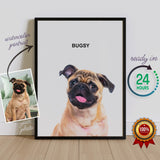 custom pet porrtrait from photo pug