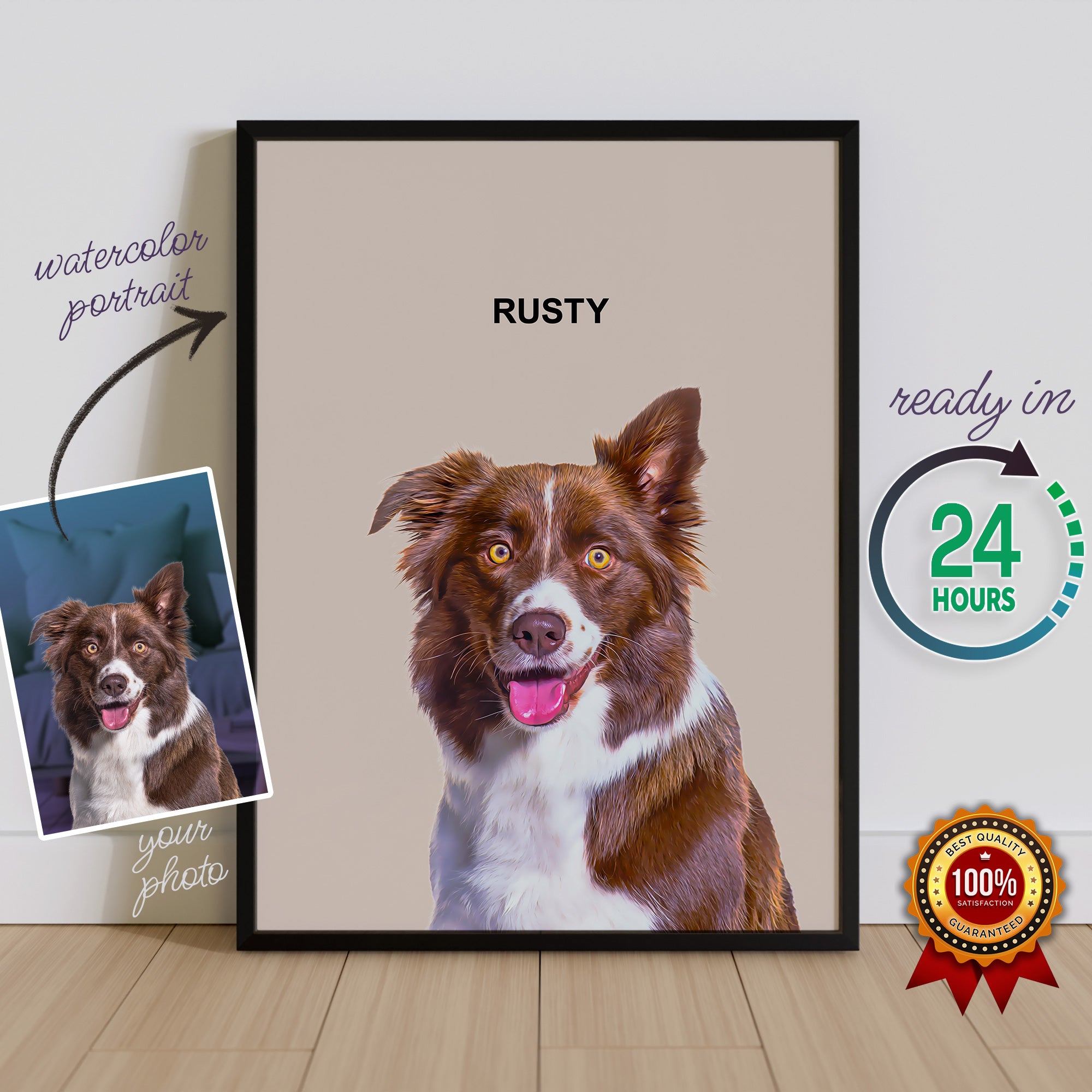 custom pet portrait from photo kelpie