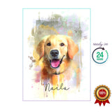 Watercolor Pet Portrait  - Golden Retreiver