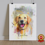 Watercolor Pet Portrait  - Golden Retreiver