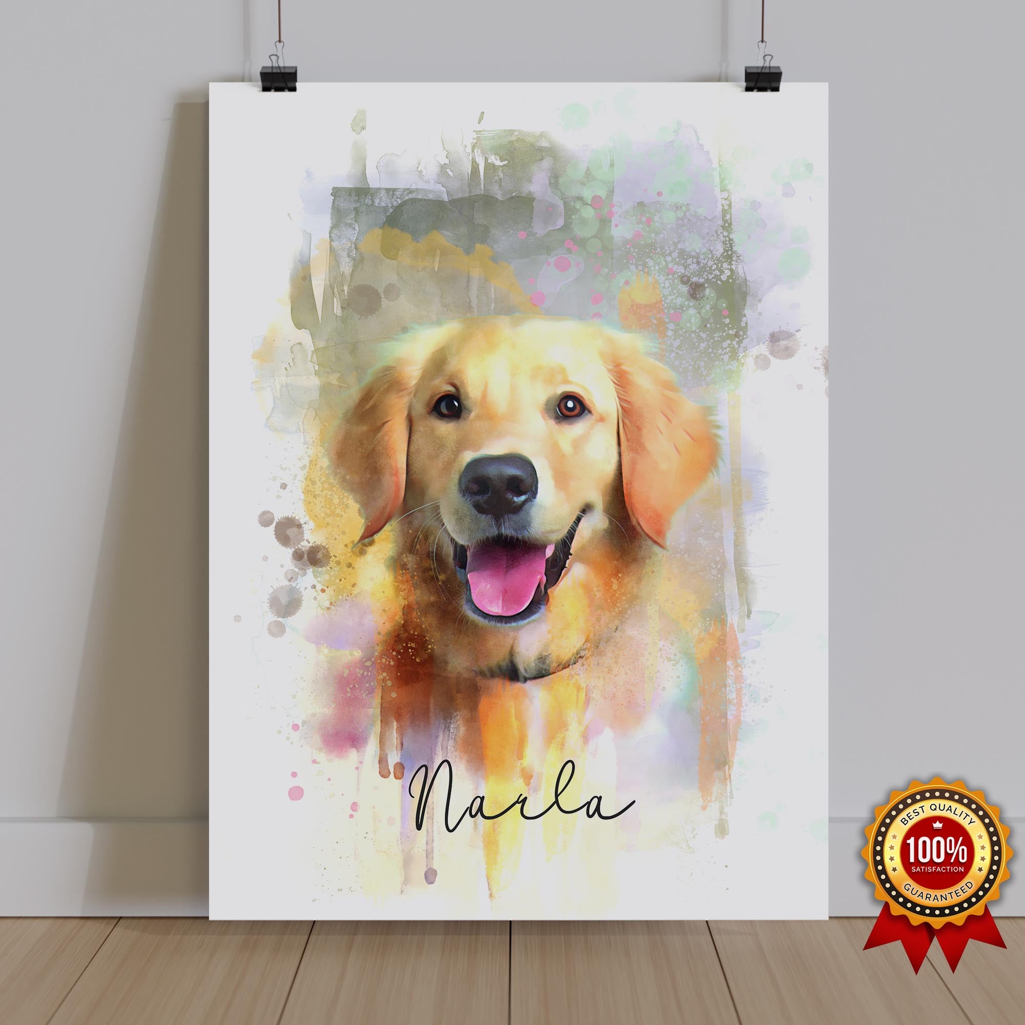 Watercolor Pet Portrait  - Labradoodle