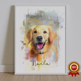 Watercolor Pet Portrait  - Golden Retreiver