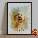 Watercolor Pet Portrait  - Golden Retreiver