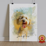 Watercolor Pet Portrait  - Labradoodle