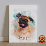 Watercolor Pet Portrait  - Pug